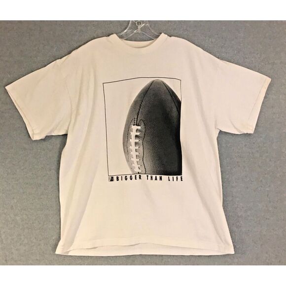 Other - Football "Bigger Than Life" T-Shirt Mens 2XL White Short Sleeve Fabric Art Tee